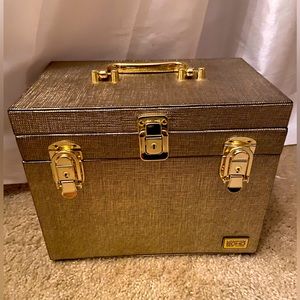 London Soho New York Makeup Case (from Ulta) Gold 3 Drawer and top Lid